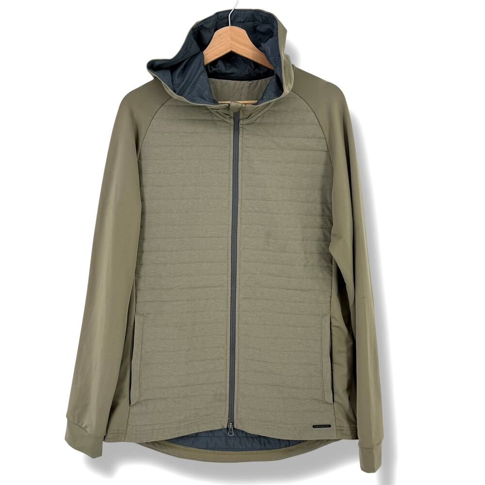 Swannies Coleman Hooded Puffer Golf Jacket Mens Sz M Green Soft Shell - Picture 1 of 7
